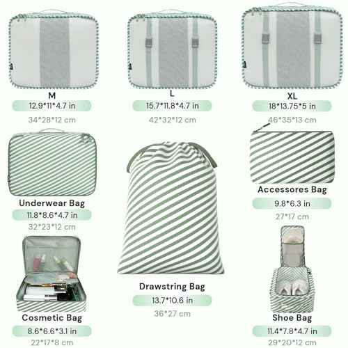 8 Set Packing Cubes Luggage Packing Organizers for Travel Accessories