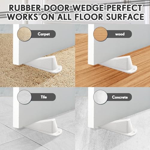 4 Pcs Heavy Duty Rubber Door Stops Wedge Stackable (4 Count)