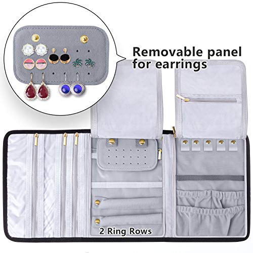 Velvet Travel Jewelry Roll Organizer