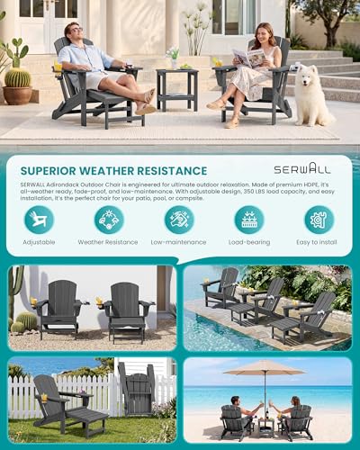 HDPE Folding Adjustable Adirondack Chair with Footrest