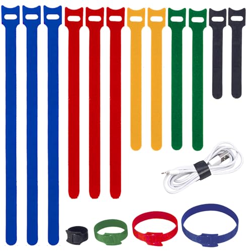 200PCS Reusable Cable Ties Wire Ties Cord Organizer Cable Organizer Adjustable Cable Management 4+6+8+10 inch 5 Colors (200 Count)