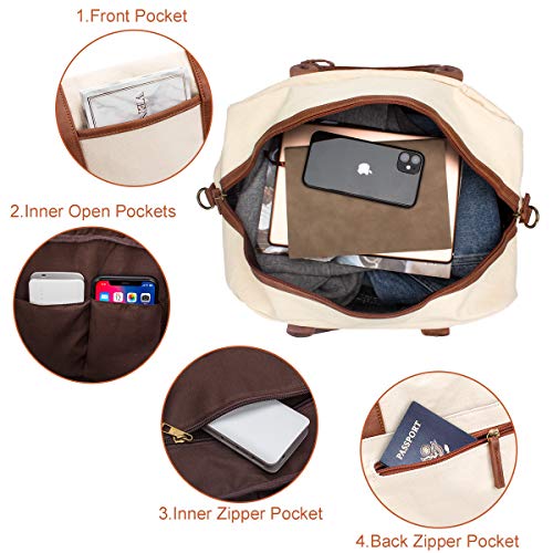 Weekender Bag for Women Canvas Overnight Bag Large Travel Tote Bag Carry on Shoulder Duffle Bag With Shoe Compartment