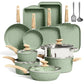 17Pcs Green Induction Cookware Set