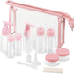 Vitog Travel Bottles Kit, TSA Approved Leak Proof Portable Toiletry Containers Set, Clear PET Flight Size Cosmetic Containers for Lotion, Shampoo, Cream, Soap, Set of 11