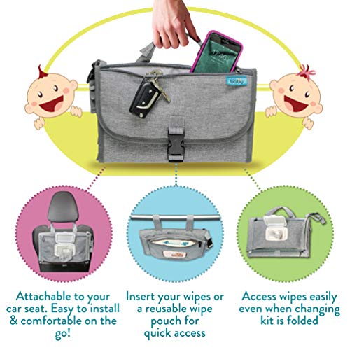 Portable Diaper Changing Pad with Wipes Pocket