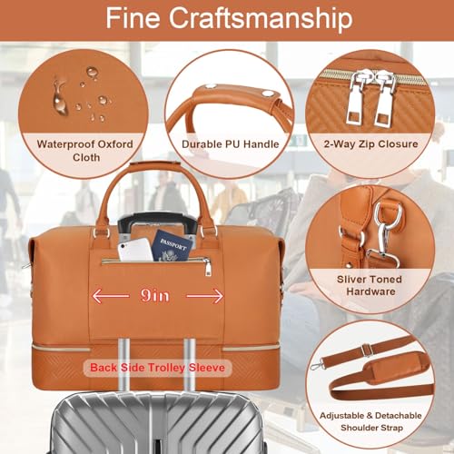 Weekender Bag for Women 21.5" Travel Duffel Large Carry On Bag 3PCS (3 Count)