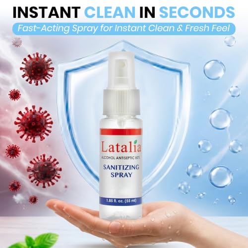 Fragrance Free Hand Sanitizer Spray Pack of 24 with 80% Alcohol (44.4 Fl Oz)