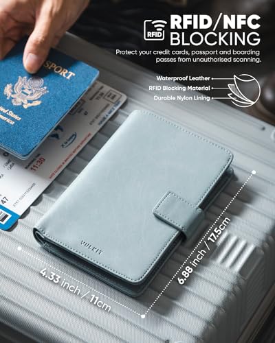 Passport Holder Compatible with Airtag Holder RFID Blocking Passport Wallet Travel Leather Passport for Women