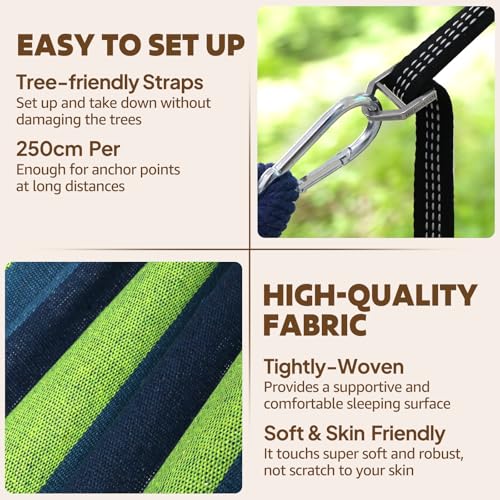 Cotton Hammock 8.9x4.9ft Holds Up to 660lbs Prevents Side