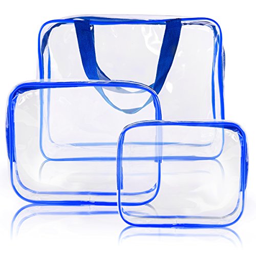 3Pcs Crystal Clear PVC Travel Toiletry Bag Kit for Women Men