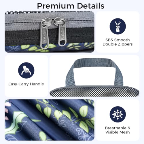 4 Set/6 Set/8 Set Compression Packing Cubes Travel Accessories Expandable Packing Organizers (Half Mesh, 6-Navy Leaf) (6 Count)