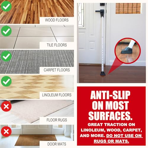 3-in-1 Door Security Bar, Security Door Stoppers & Door Barricade – Heavy Duty Adjustable Iron Security Lock Bar for Home Defense, Apartment & Travel Safety (2 Pack - White) (2 Count)