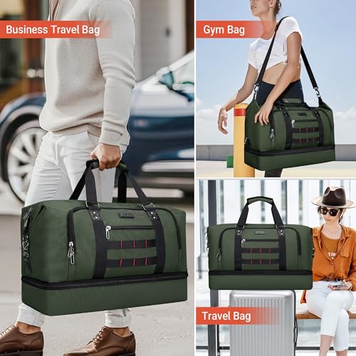 Nylon Duffle Bag for Men 50L with Toiletry Bag Sets Overnight Bag (2 Count)