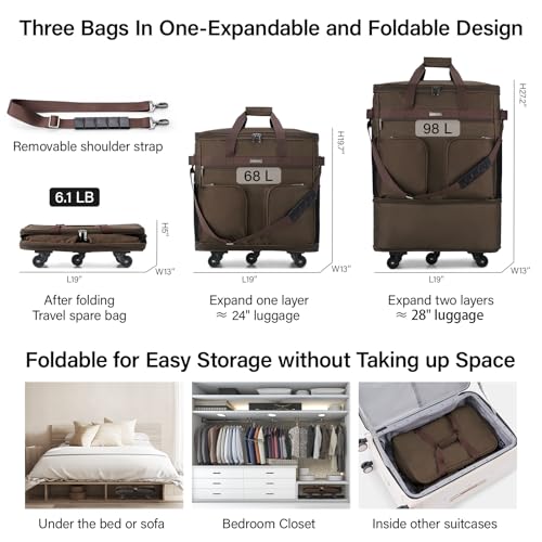 Expandable Collapsible Luggage with Wheels Suitcase