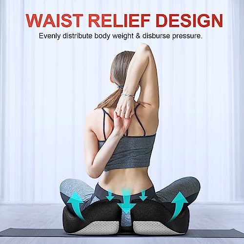 Large Ergonomic Seat Cushion Relieves Sciatica & Tailbone Pain