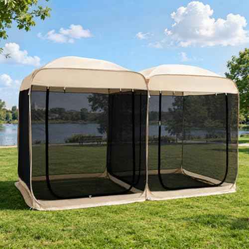 Screen House Room 2024 Upgraded 2 in 1 Screen Tent PoP Up Gazebo® with Mesh Mosquito Netting