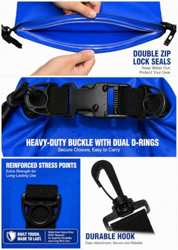 Waterproof Dry Bag with Double Zip (3 count)