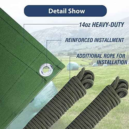 20’x20’ Canvas Tarps Heavy Duty Waterproof Tarpaulins with Aluminum Grommets