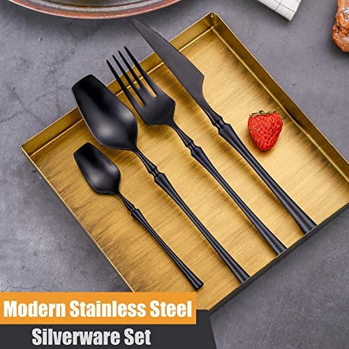24 Piece Black Silverware Set for 6 (6 Count)