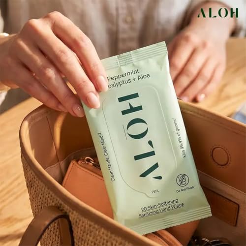 ALŌH Peppermint Eucalyptus + Aloe Hand Sanitizer Wipes (60 Count)