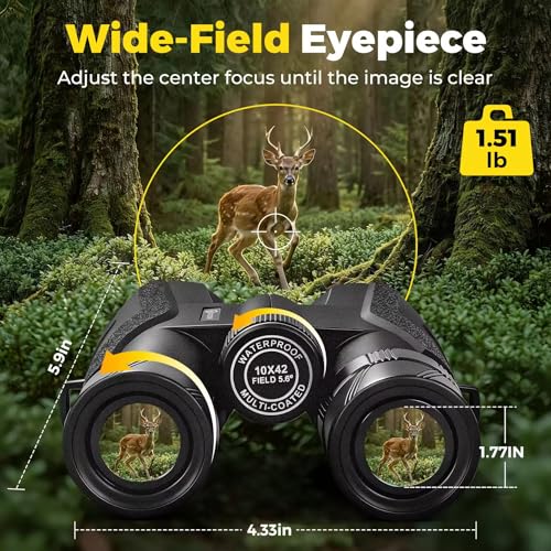 10x42 Binoculars for Adults High Powered Waterproof with Large View