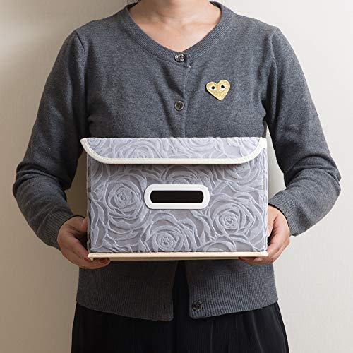 Collapsible Storage Boxes with Lids Fabric Decorative Storage Bins Cubes Organizer Containers Baskets with Cover Handles Divider for Bedroom Closet Living Room 9.8x7.9x6.7 Inch 3 Pack (3 Count)