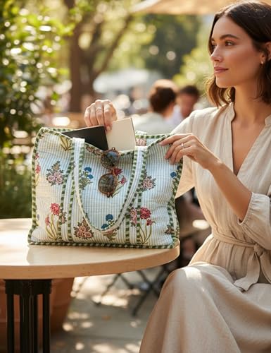 100% Cotton Quilted Tote Bag For Women