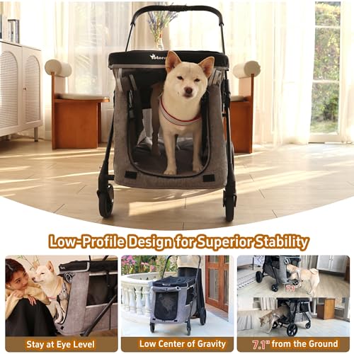 Medium Dog Stroller for Small to Large Dogs 4 Wheels Multi Pet Stroller for 4 Dogs Holds Up to 40lbs