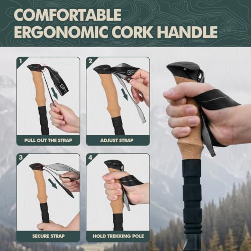 Folding Trekking Poles 7075 Aluminum Lightweight for Travel (2 Count)
