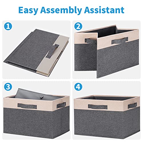 Large Fabric Storage Bins for Shelves with 3 Handles (6 Count)