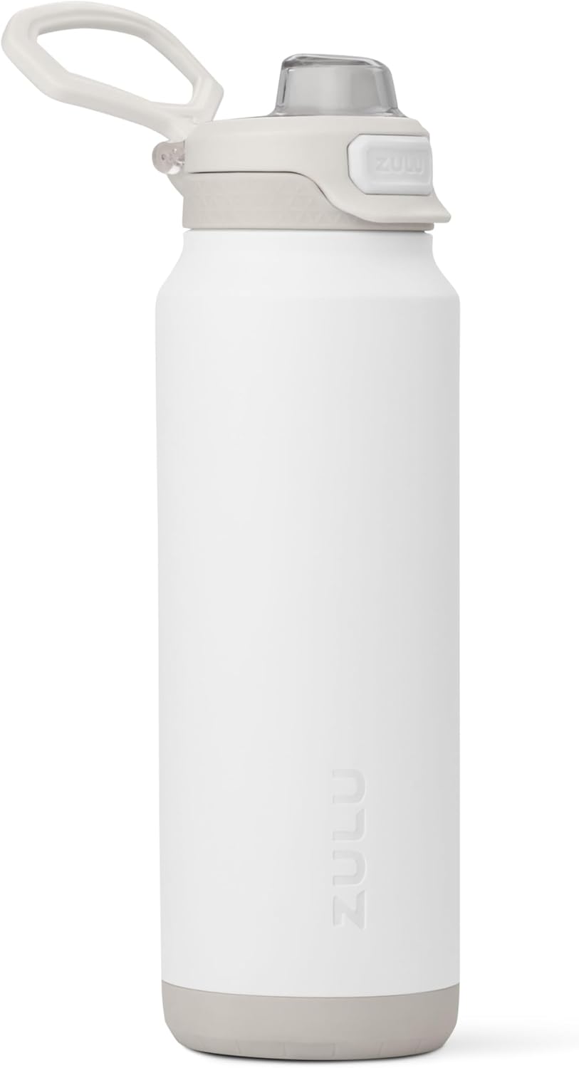 ZULU Powerfill Pro 32oz Stainless Steel Water Bottle with Quick Fill Lid, Triple Walled Vacuum Insulated Metal, Leak Proof Locking Lid, Sip and Chug, Reusable BPA Free, White - Roamly