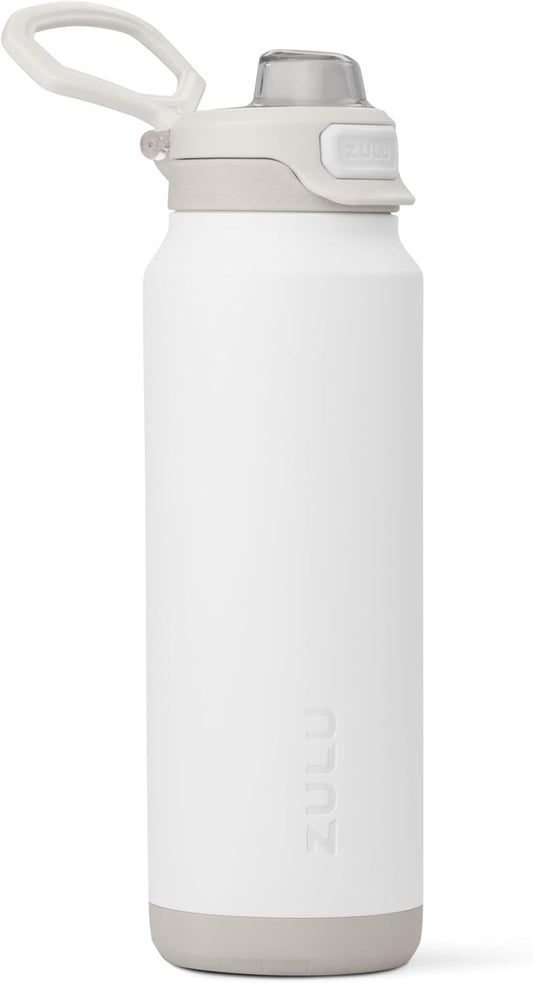 ZULU Powerfill Pro 32oz Stainless Steel Water Bottle with Quick Fill Lid, Triple Walled Vacuum Insulated Metal, Leak Proof Locking Lid, Sip and Chug, Reusable BPA Free, White - Roamly