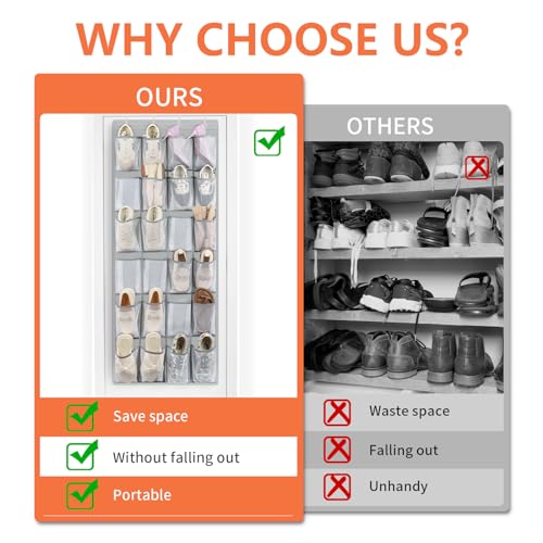 35 Large Pockets Over The Door Shoe Organizer