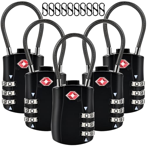 5pcs TSA Approved Luggage Locks with 10pcs Zipper Locks (5 Count)