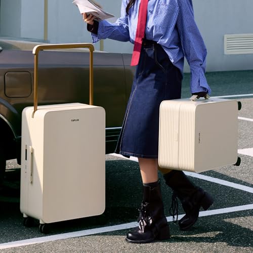 Balance 20" Wide Handle Suitcase Hardside Zipperless Luggage Brown
