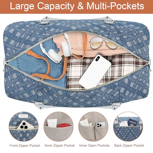 Weekender Bag for Women 21.5" Travel Duffel Large Carry On Bag 3PCS (3 Count)