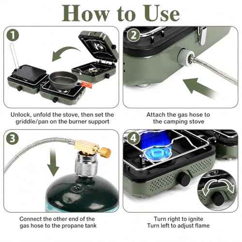 Camping Stove 2 Burner Foldable Propane Camping Stove with Cookware