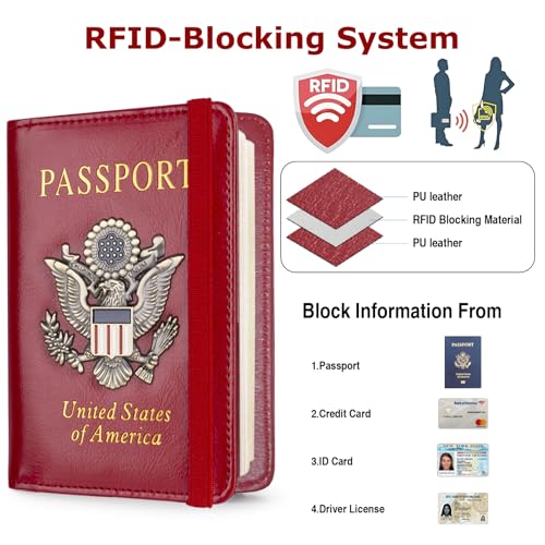 Premium Passport Holder for Travel RFID Blocking Passport Cover Slim