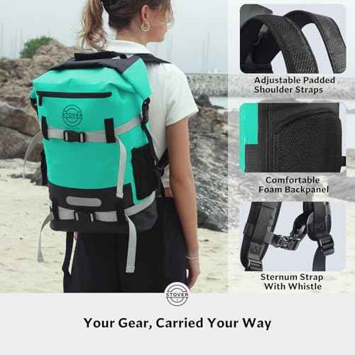 30/40/55L Waterproof Dry Backpack & Phone Case - Large Floating Dry Bag for Kayaking, Travel, Hiking, Fishing, Camping, Motorcycles & Beach, Heavy-Duty Roll Top Men/Women (Teal)