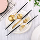 Matte Gold Silverware Set With Black Handle (8 Count)