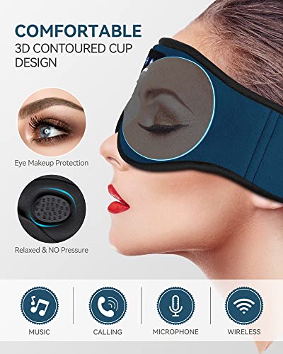 3D Sleep Headphones Bluetooth 5.4 Sleep Mask with HD Speakers