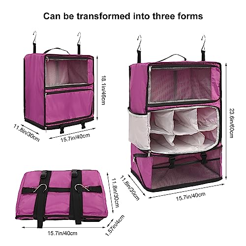 Travel Portable Hanging Shelves Closet Organizer Packing Luggage Storage with Multifunctional and Foldable Invisible Compartment