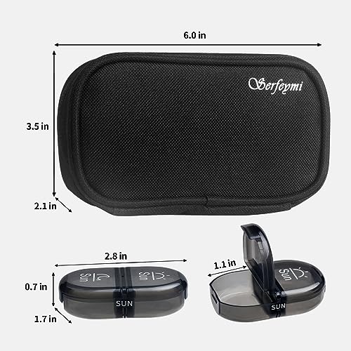 Weekly Travel Pill Organizer 2 Times a Day AM PM Black Pill Box