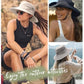 Womens Sun Hat with Ponytail Hole Beach Hiking Summer Wide Brim UPF 50+ Outdoor Protection Foldable Bucket Hat Dark Grey