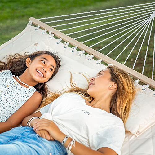 Heavy Duty Hammock with Spreader Bars and Detachable Pillow
