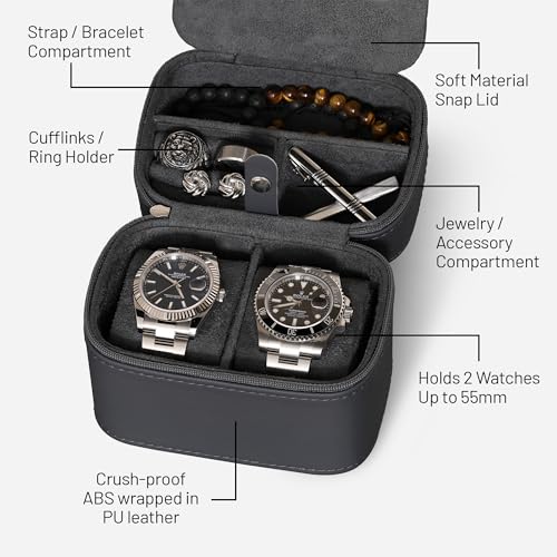 2 Watch Travel Case Storage Organizer for 2 Watches