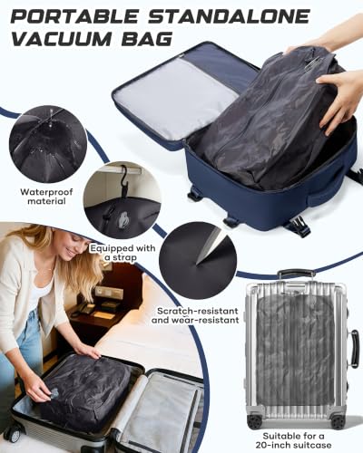 Travel Backpack for Women Men with Compression Vacuum Storage Bag & Electric Pump