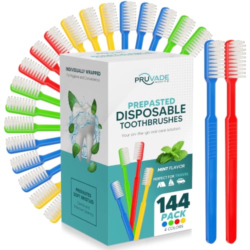 144 Pack Disposable Toothbrushes with Toothpaste (144 Count)