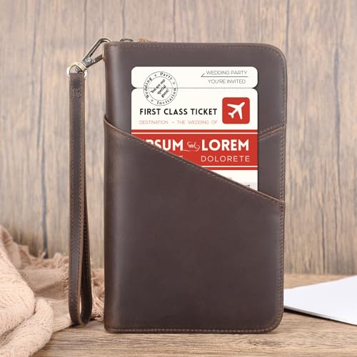 Polare Leather Passport Holder Travel Document Organizer Ticket Holder Case