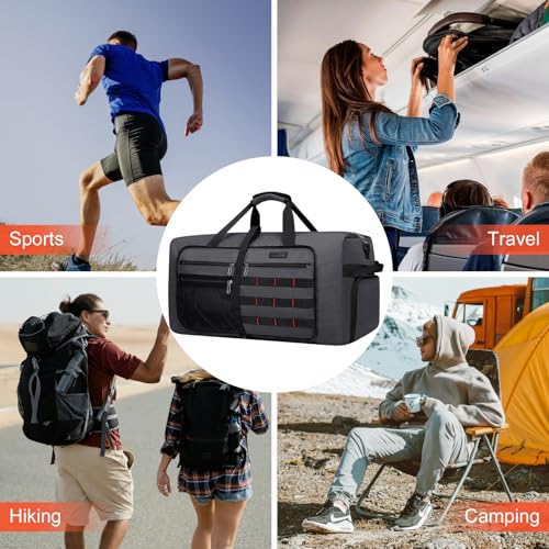 Foldable Duffle Bag for Men Large 65L Travel with Shoe Compartment